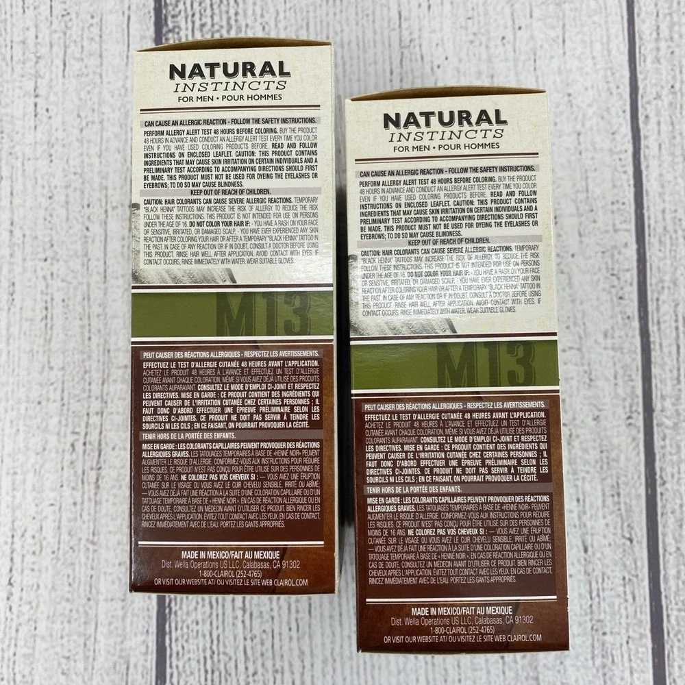 Clairol Natural Instincts For Men M13 DARK BROWN Hair Color Kit (Lot of 2)